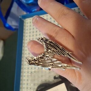 Angel Wings ring adjustable fantasy Supernatural Halloween Silver Tone